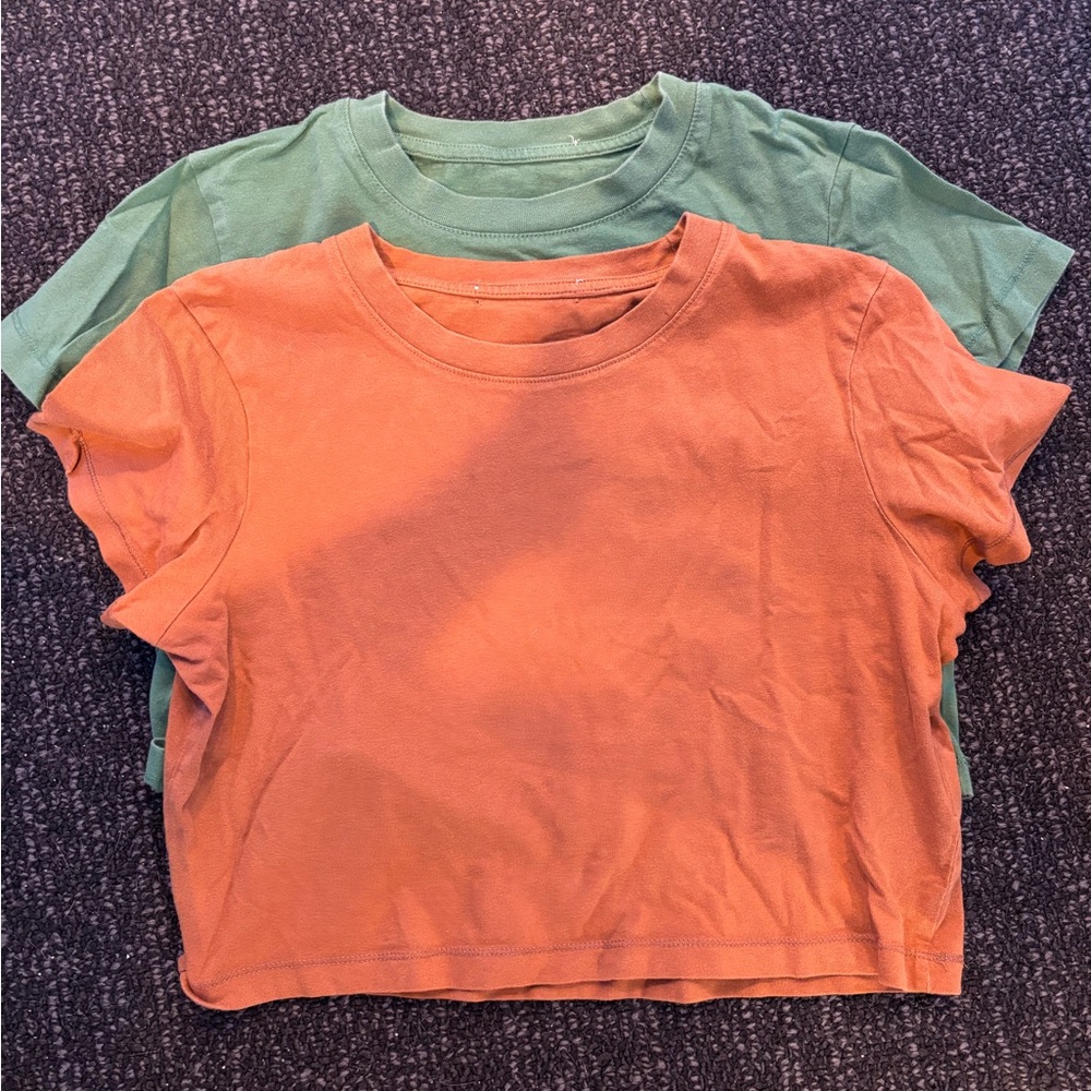 PacSun Orange and Green Short Sleeve Crop Tops